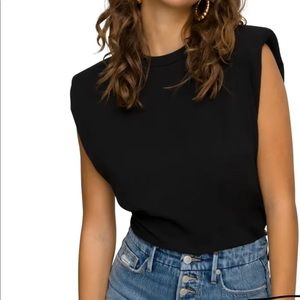 Black padded shoulder muscle tank